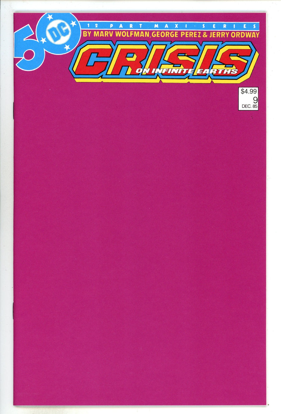 Crisis On Infinite Earths 9 Facsimile Blank Variant (2024)