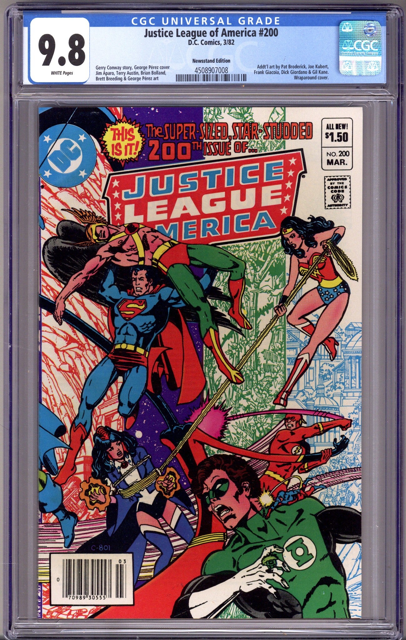 Justice League of America Vol 1 200 CGC 9.8 (NM/M) (1982) Newsstand 