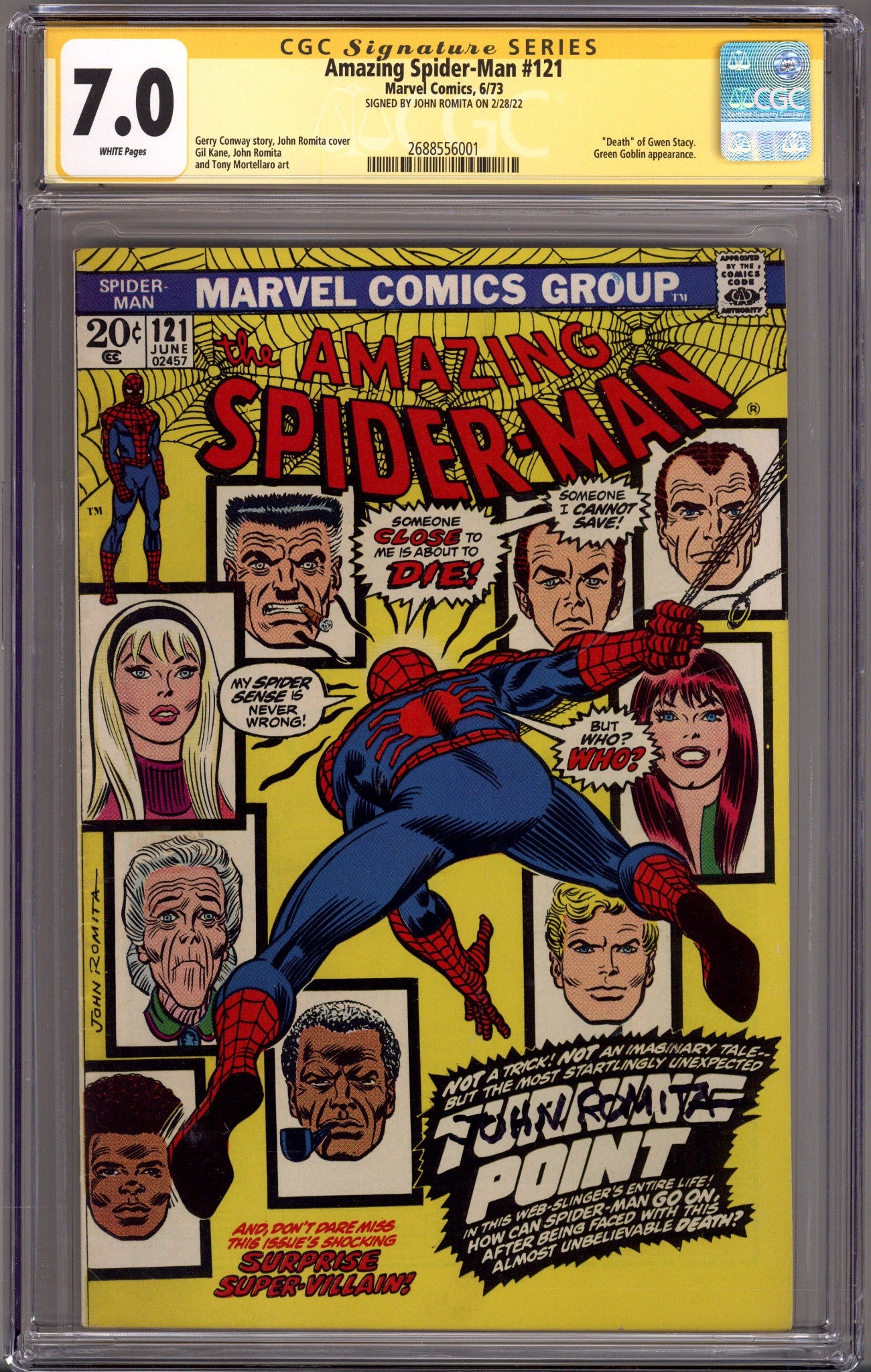The Amazing Spider-Man Vol 1 121 CGC 7.0 (FN/VF) (1973) Signed x1 Cover John Romita 
