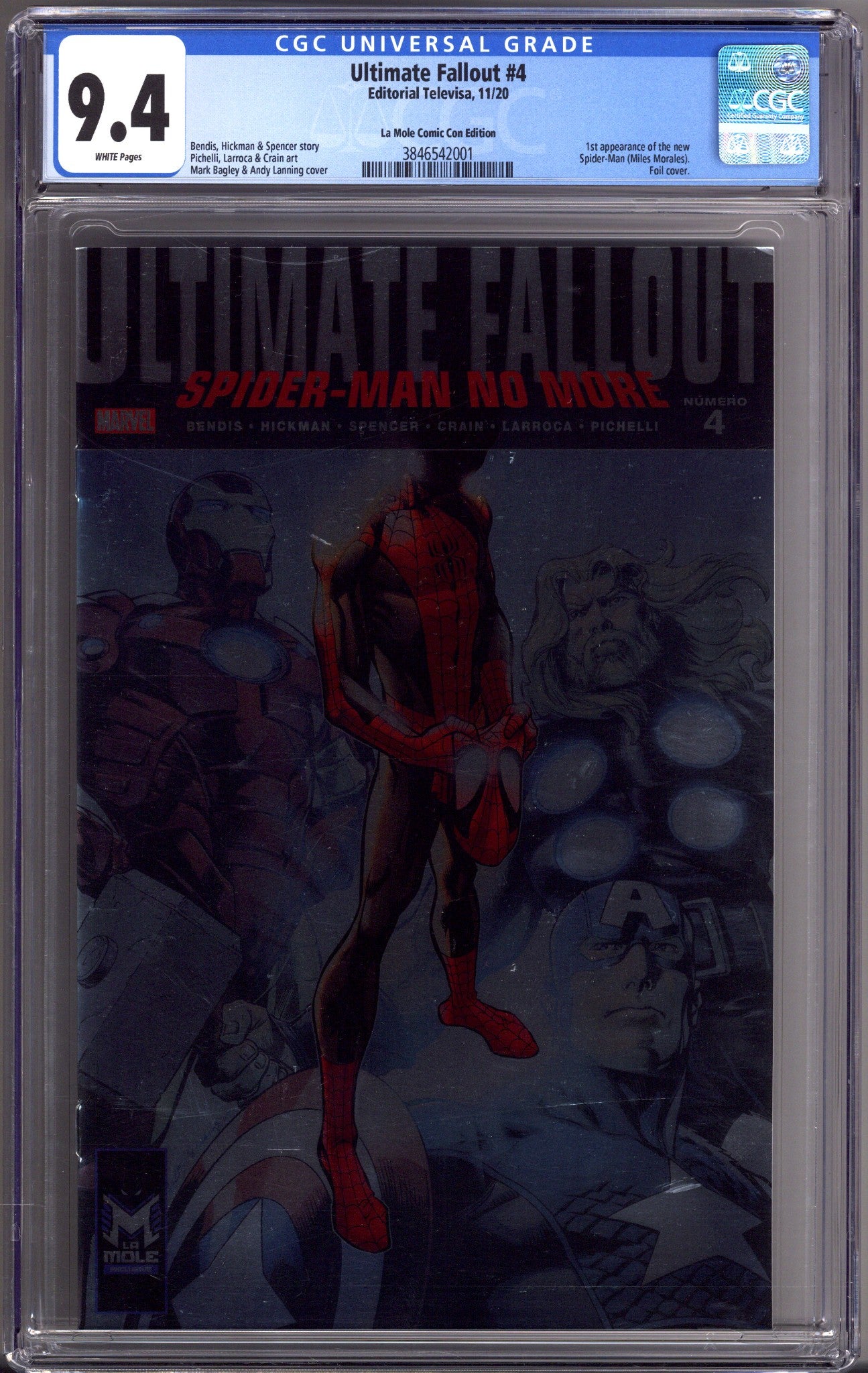 Ultimate Fallout   4 CGC 9.4 (NM) La Mole Foil Comic Con Edition  (2020)        