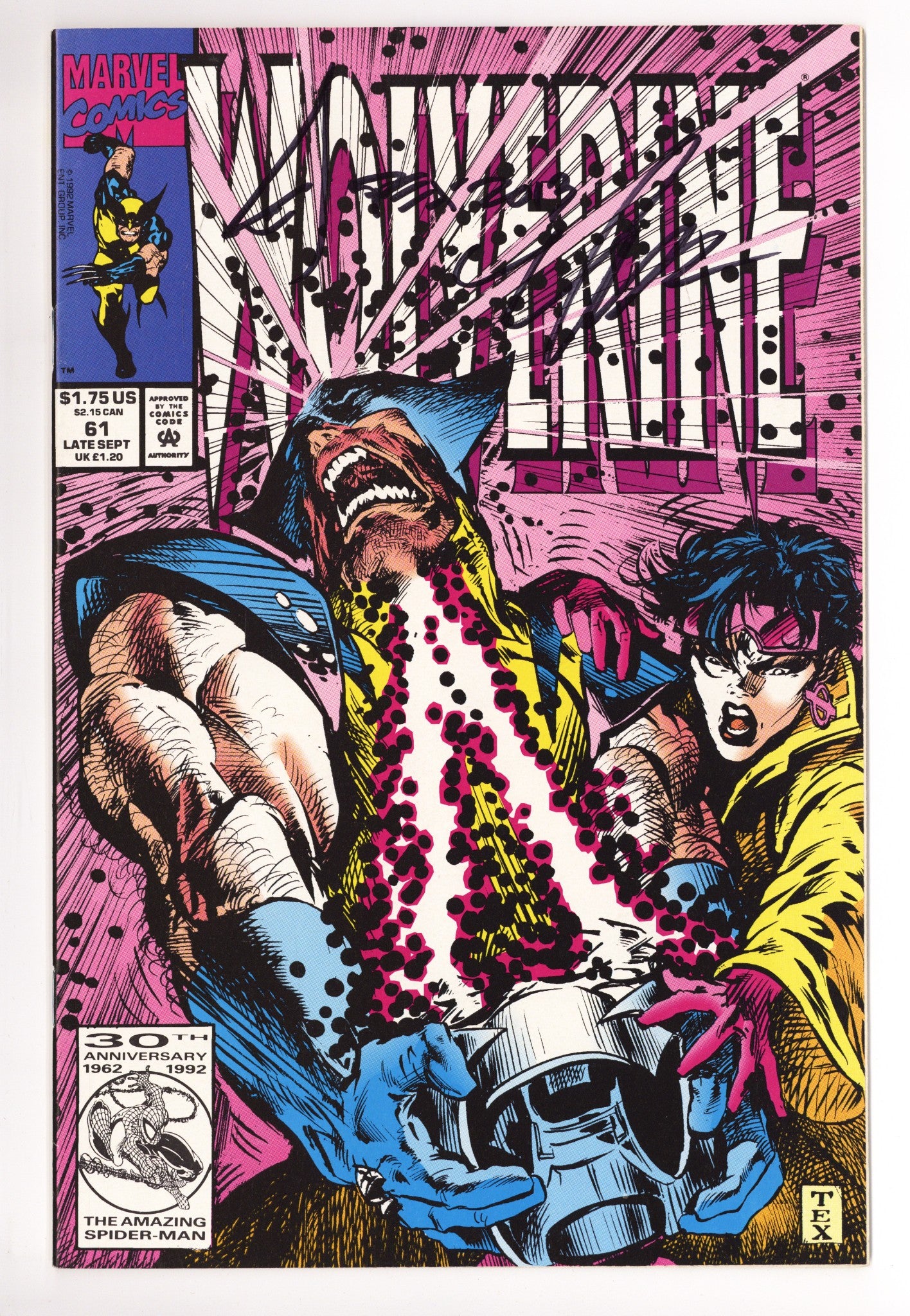 Wolverine Vol 2 61 High Grade (1992) Signed x1 Cover Mark Texeira 