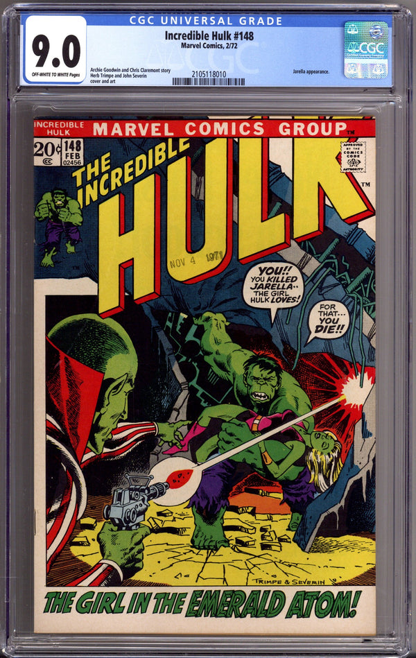 The Incredible Hulk Vol 1 148 CGC 9.0 (VF/NM)   (1972)