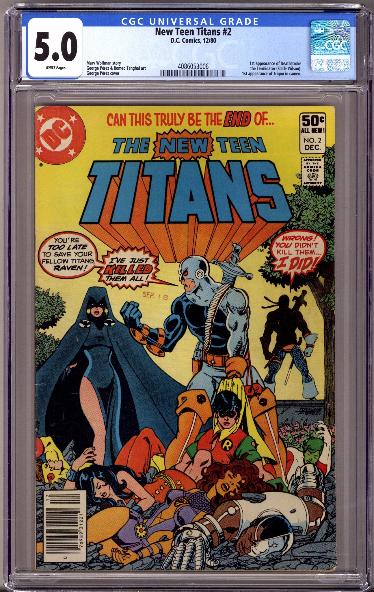 The New Teen Titans Vol 1 2 CGC 5.0 (VG/FN) (1980) Newsstand 
