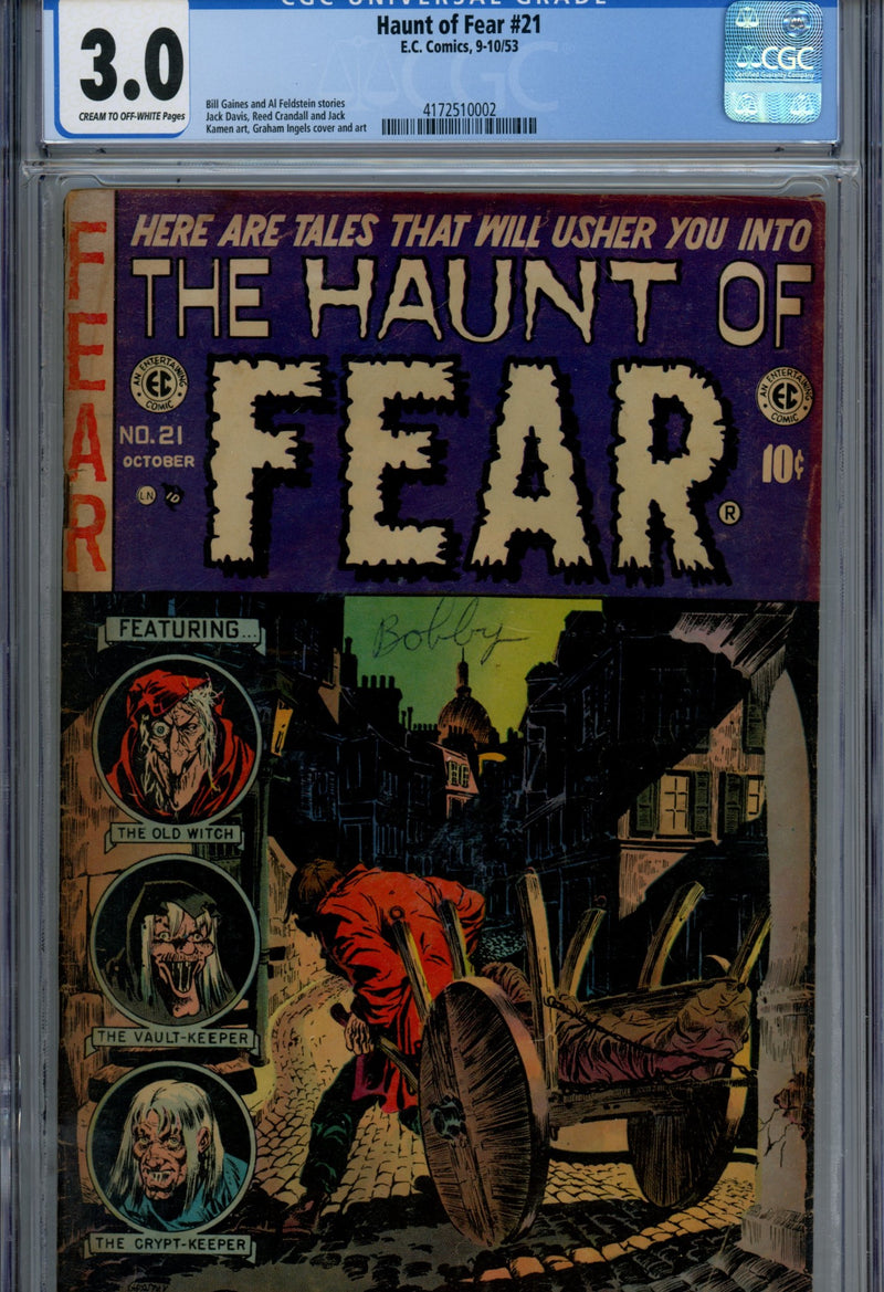 Haunt of Fear Vol 1 21 CGC 3.0 (GD/VG) (1953) 