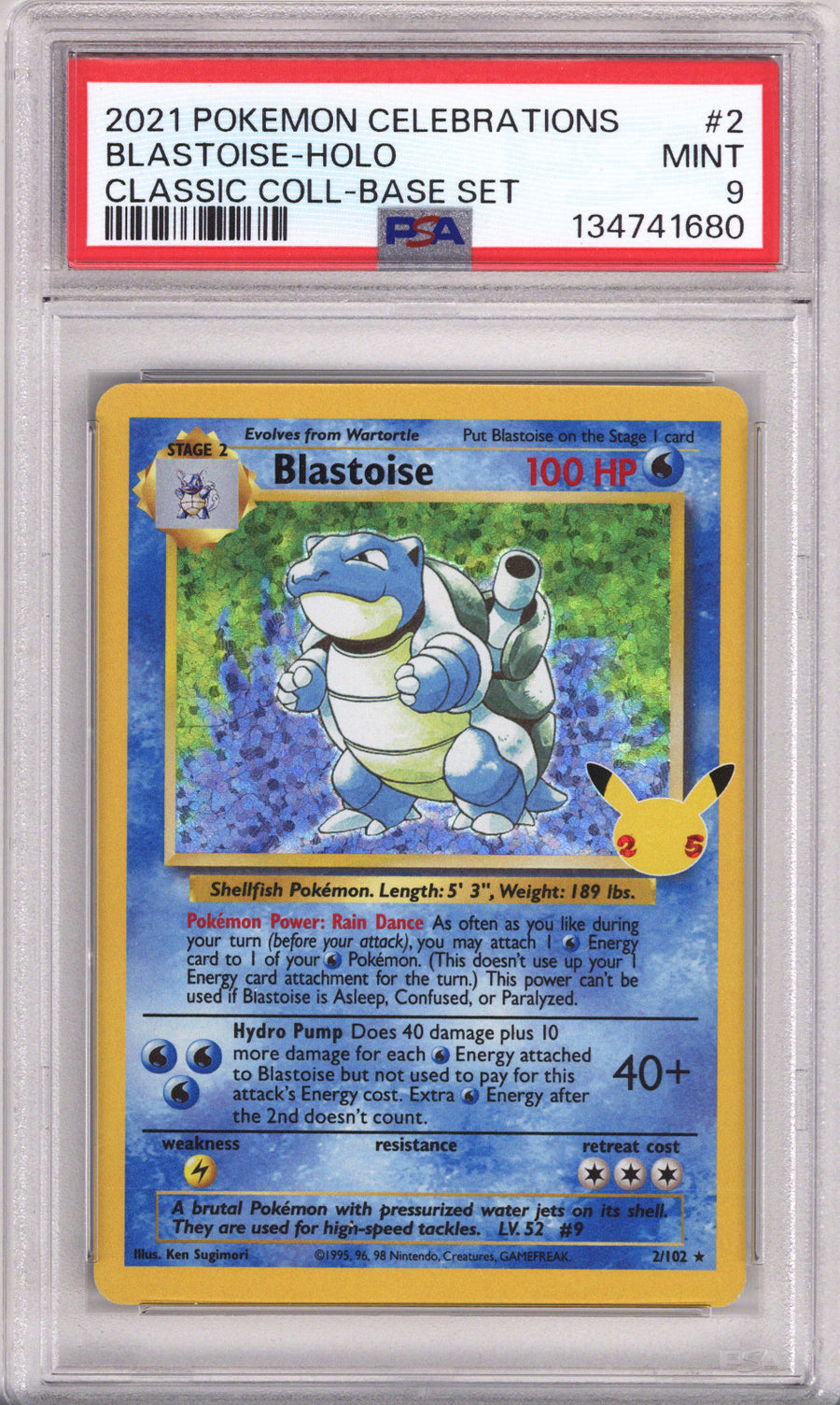 Pokemon Celebrations Classic Collection Blastoise-Holo PSA Mint 9 (2021)