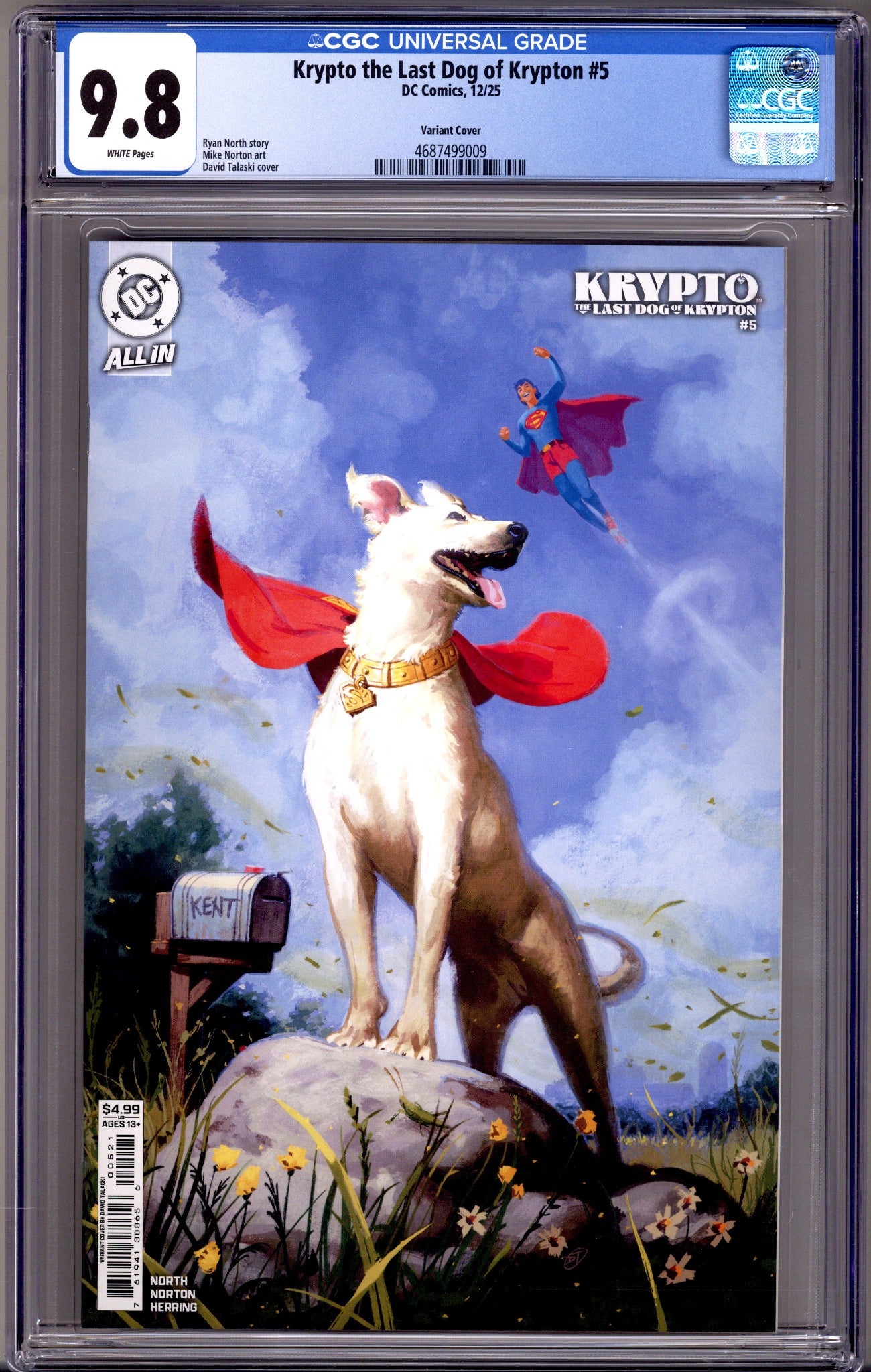 Krypto the Last Dog of Krypton 5 CGC 9.8 (NM/M) (2025) Talaski Variant 