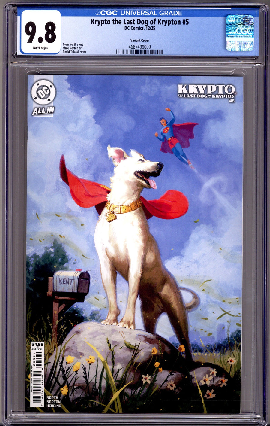 Krypto the Last Dog of Krypton 5 CGC 9.8 (NM/M) (2025) Talaski Variant 