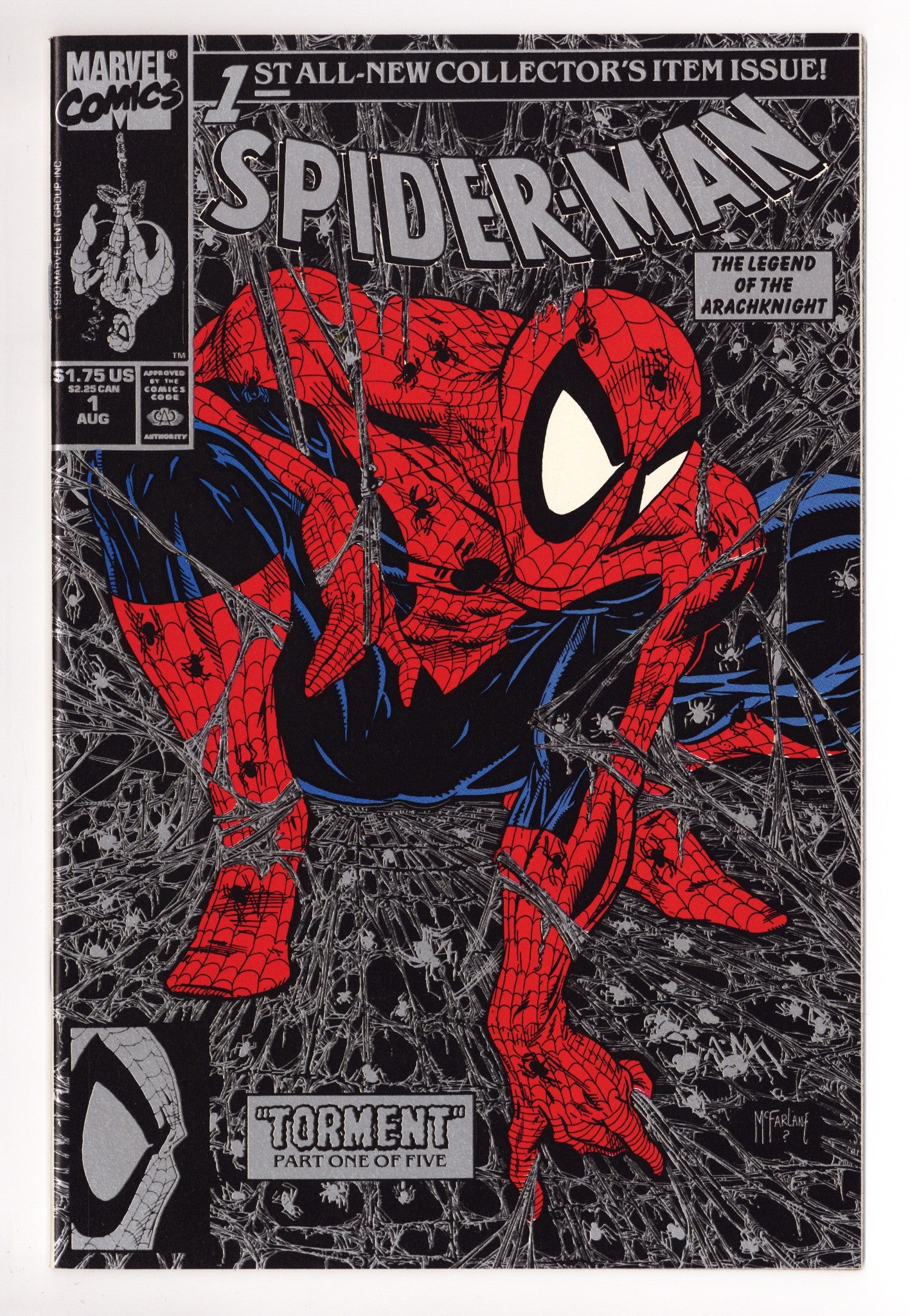 Spider-Man Vol 1 1 NM- (9.2) (1990) Silver Foil Variant 