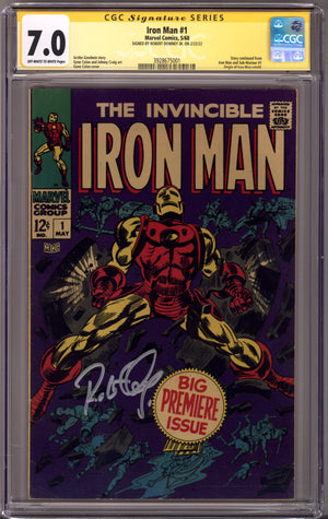 Iron Man Vol 1 1 CGC 7.0 (FN/VF) (1968) Signed x1 Cover Robert Downey Jr.