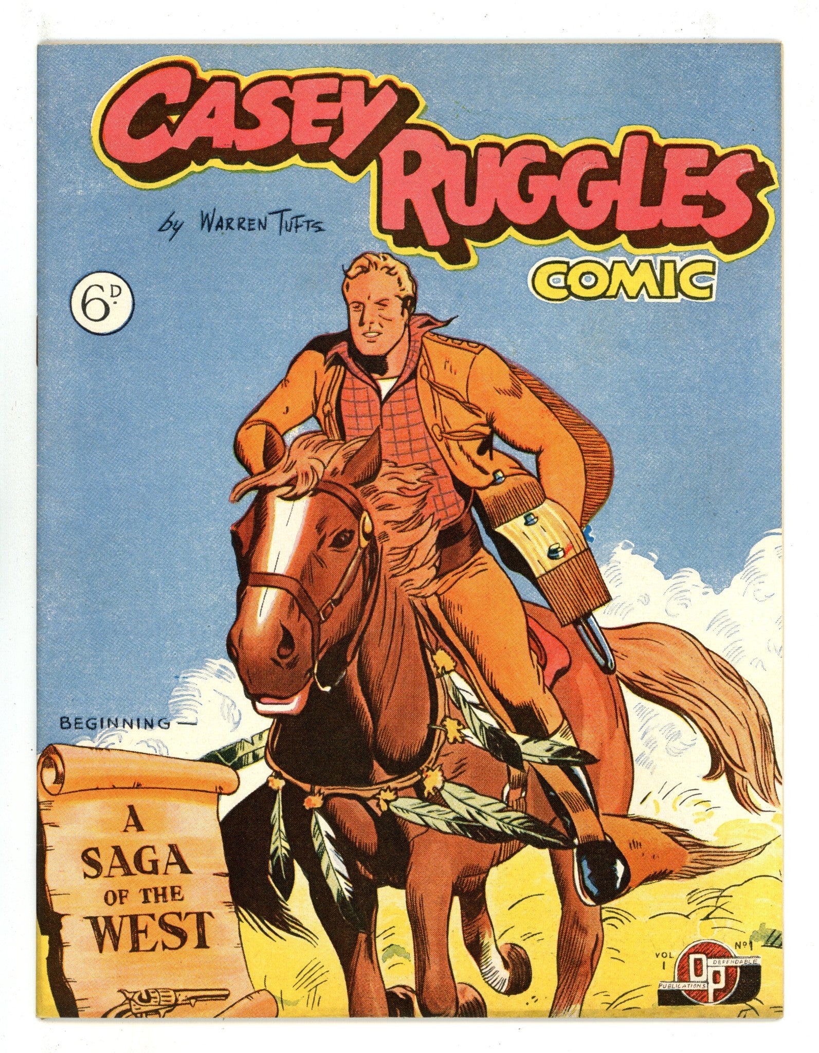 Casey Ruggles Western Comic 1 VF (8.0) (1951) 
