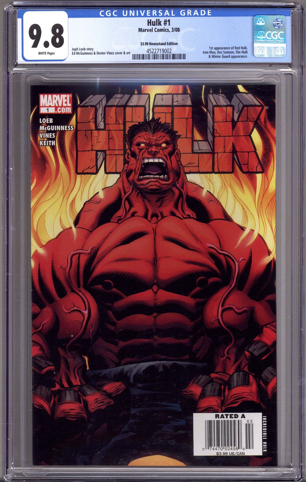 Hulk Vol 1 1 CGC 9.8 (NM/M) (2008) Newsstand 