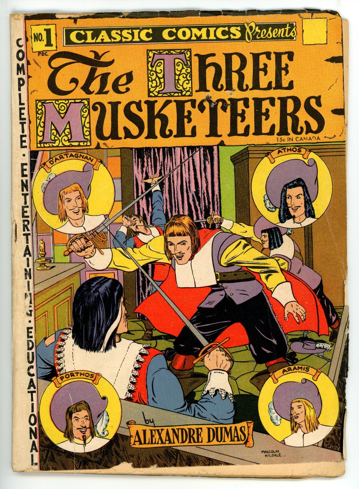 Classics Comics: The Three Musketeers 1 Hrn 15 Spine Glued GD (1943)