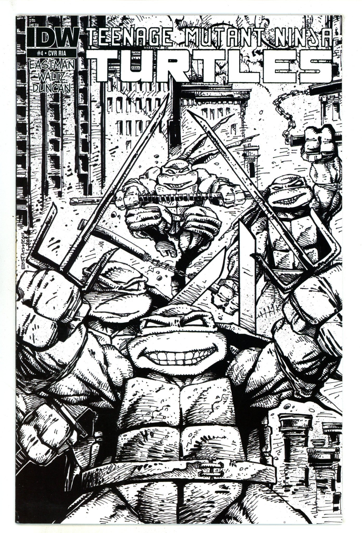 Teenage Mutant Ninja Turtles Vol 5 4 NM- (9.2) (2011) Eastman B&W Incentive Variant 