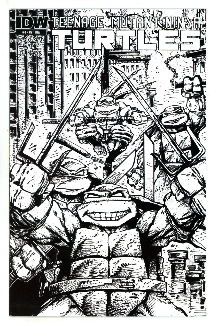 Teenage Mutant Ninja Turtles Vol 5 4 NM- (9.2) (2011) Eastman B&W Incentive Variant 