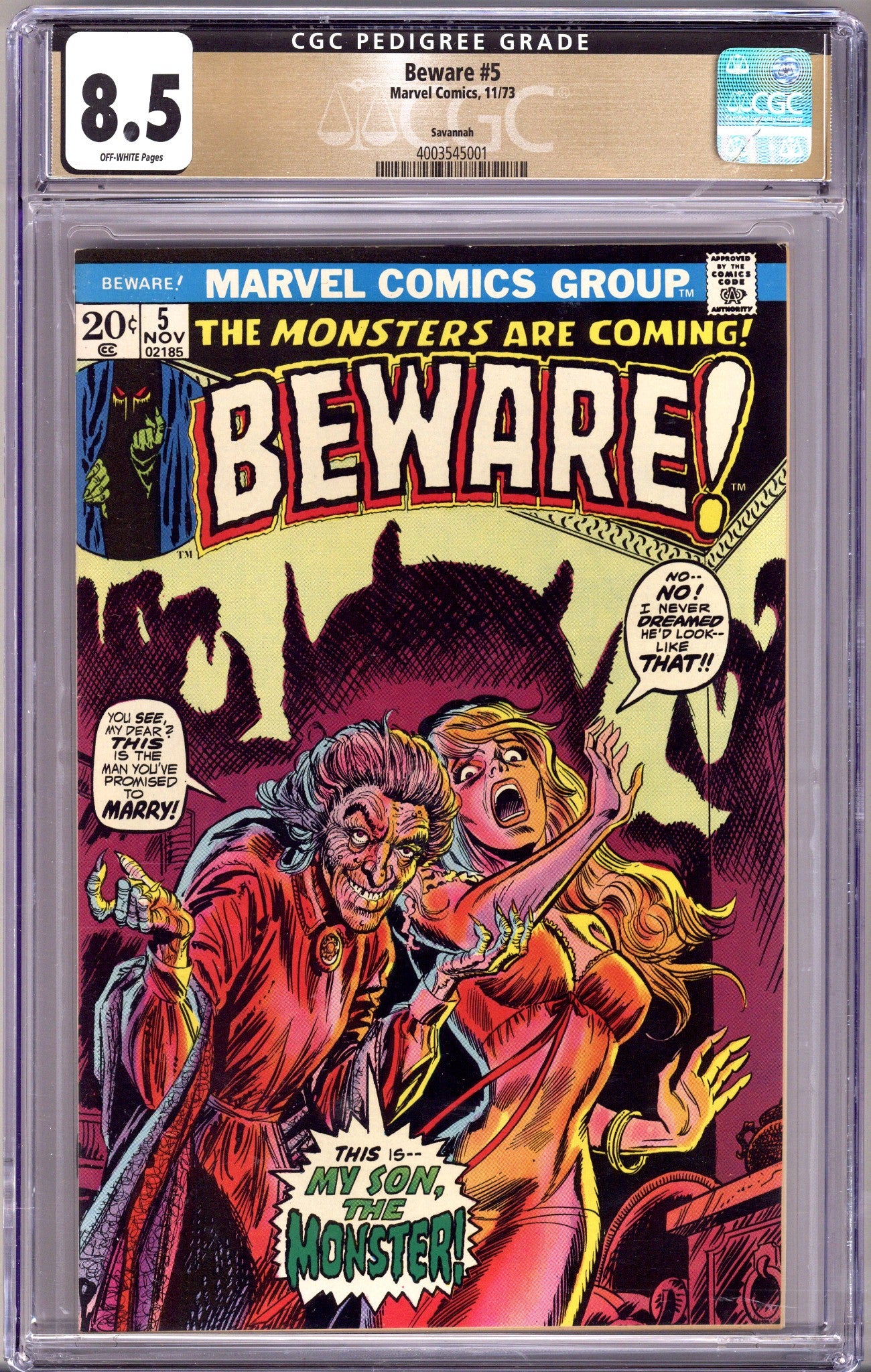 Beware 5 CGC 8.5 (VF+) Savannah Pedigree (1973) 