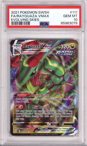 Pokemon Evolving Skies Full Art Rayquaza PSA Gem Mint 10 (2021)