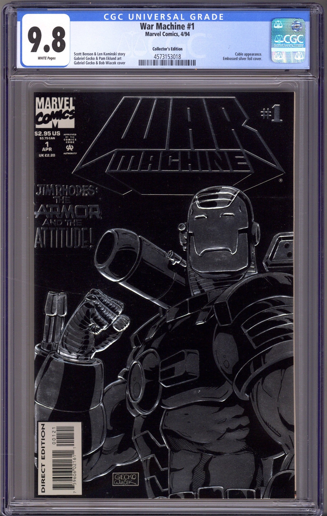 War Machine Vol 1 1 CGC 9.8 (NM/M) (1994) Foil 