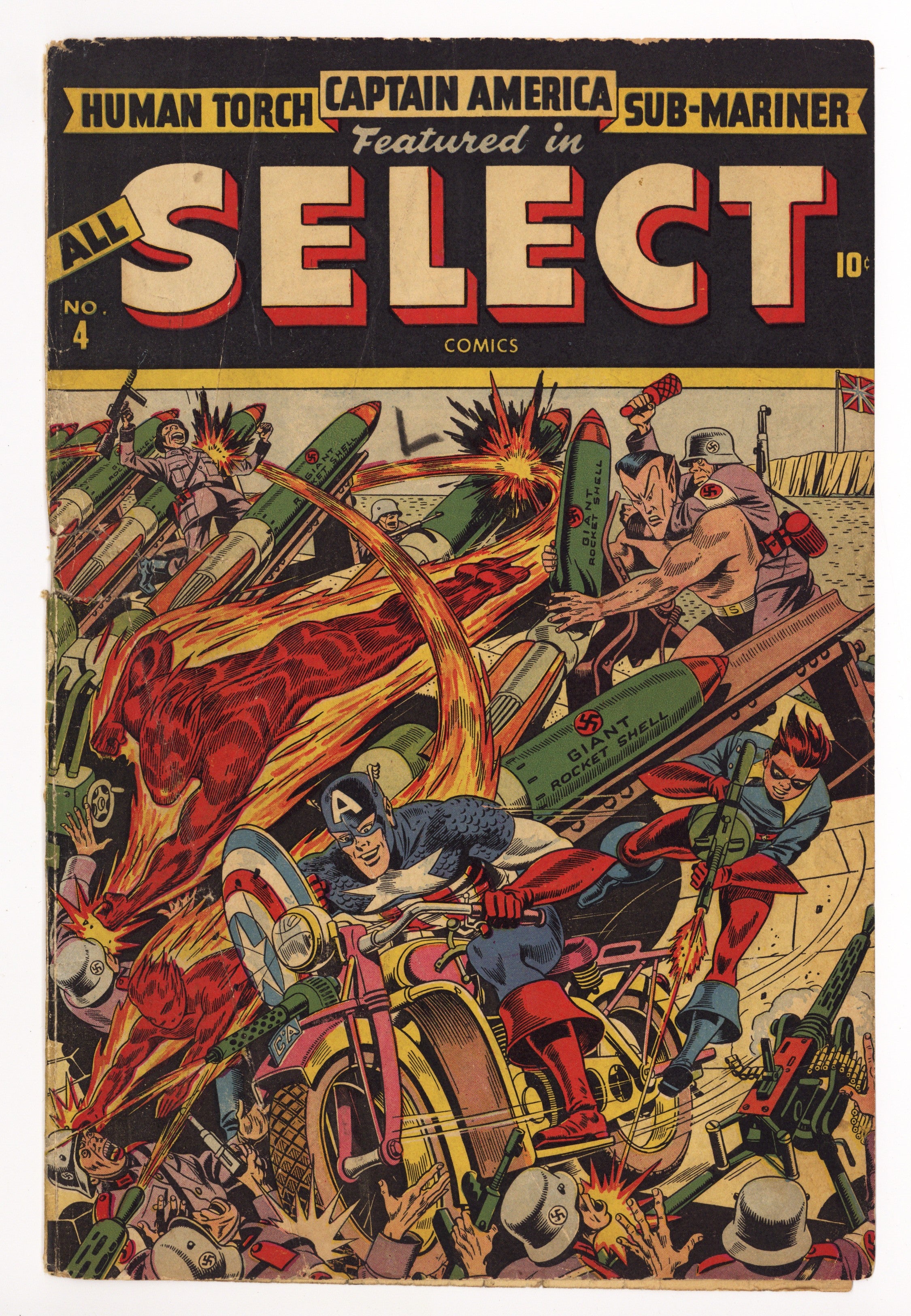 All Select Comics 4 Cover Only. Tear Seals (1944) 
