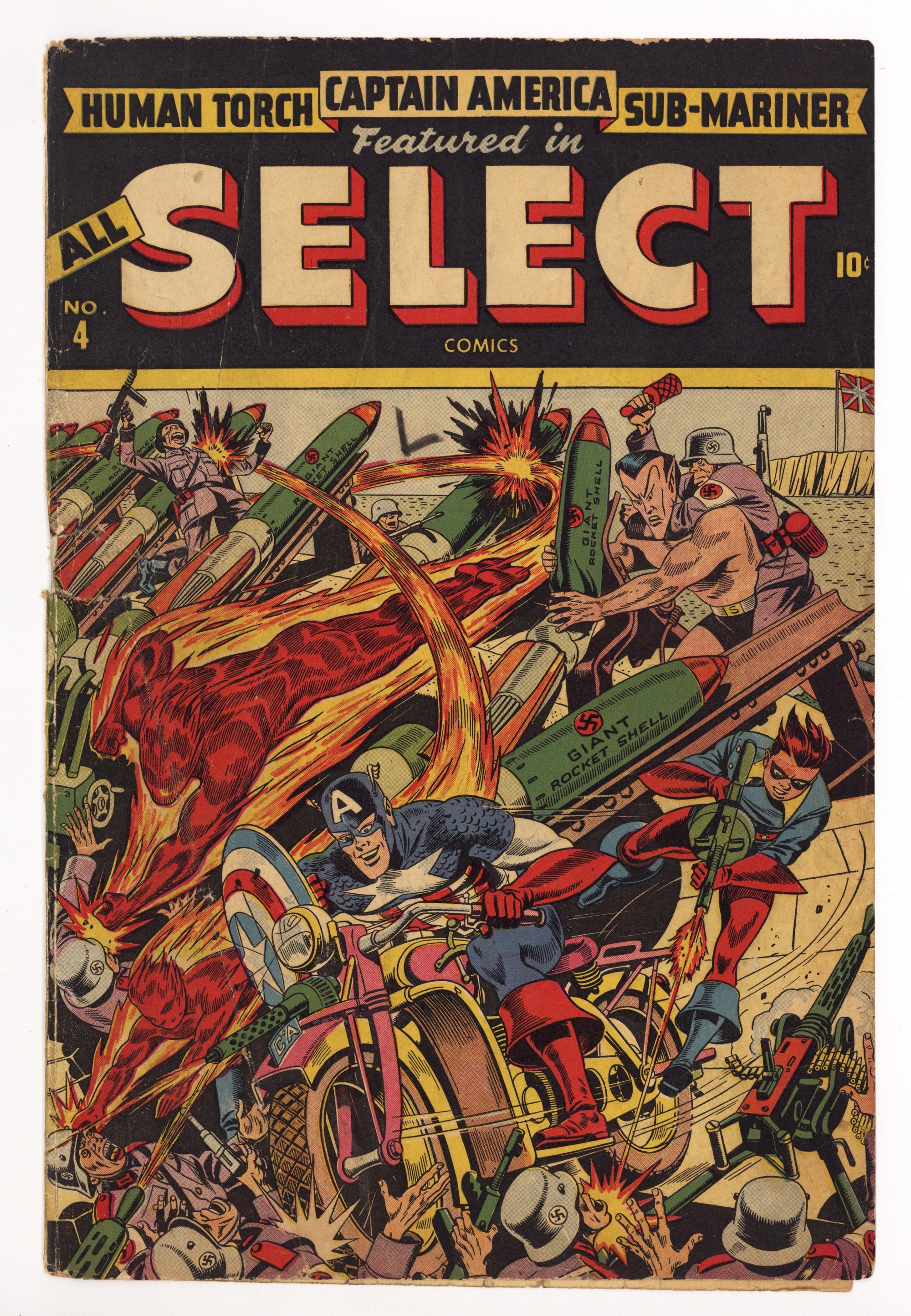 All Select Comics 4 Cover Only. Tear Seals (1944) 