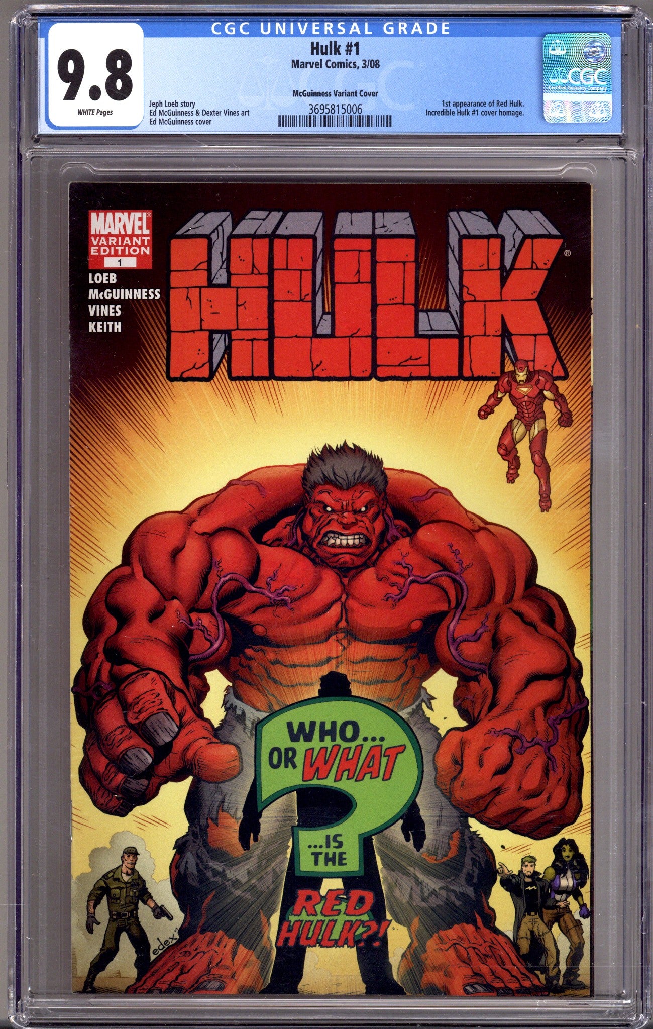 Hulk Vol 1 1 CGC 9.8 (NM/M) (2008) McGuinness Exclusive Variant 