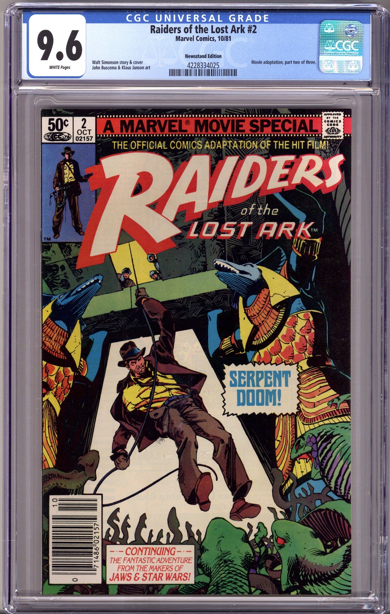 Raiders of the Lost Ark 2 CGC 9.6 (NM+) (1981) Newsstand 