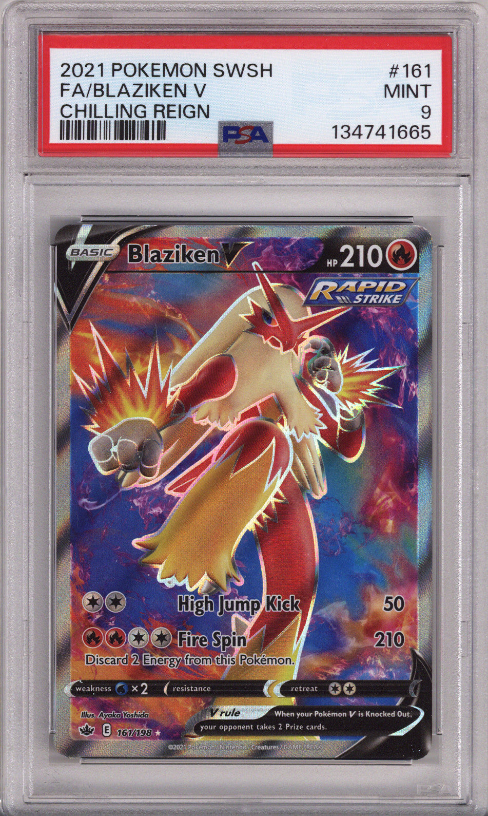 Pokemon Sword & Shield Chilling Reign Full Art/Blaziken V PSA Mint 9 (2021)