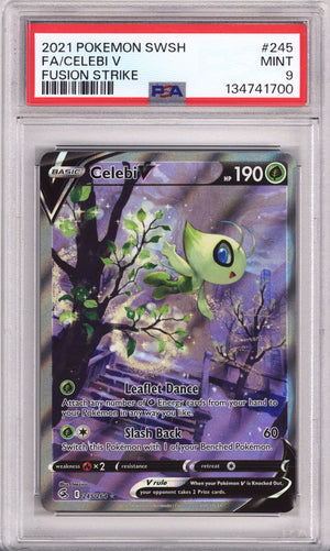 Pokemon Sword & Shield Fusion Strike Full Art/Celebi V PSA Mint 9 (2021)