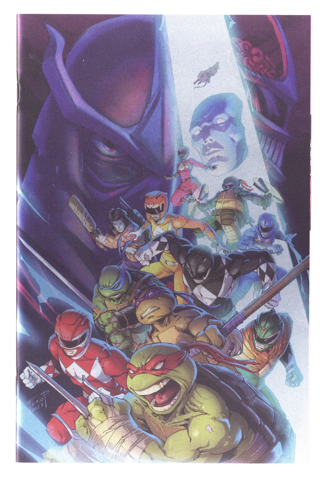 Mighty Morphin Power Rangers / Teenage Mutant Ninja Turtles Vol 3 2 NM (9.4) (2025) Pe Foil Virgin Incentive Variant 
