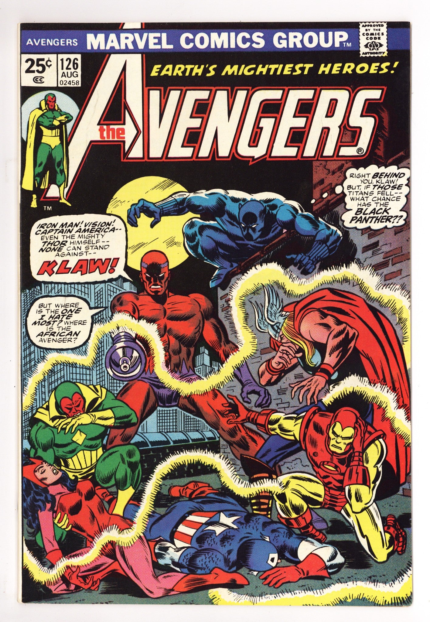 The Avengers Vol 1 126 VF+ (8.5) (1974) 
