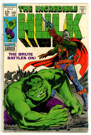 The Incredible Hulk Vol 1 112 FR (1.0) Cover Detached (1969)