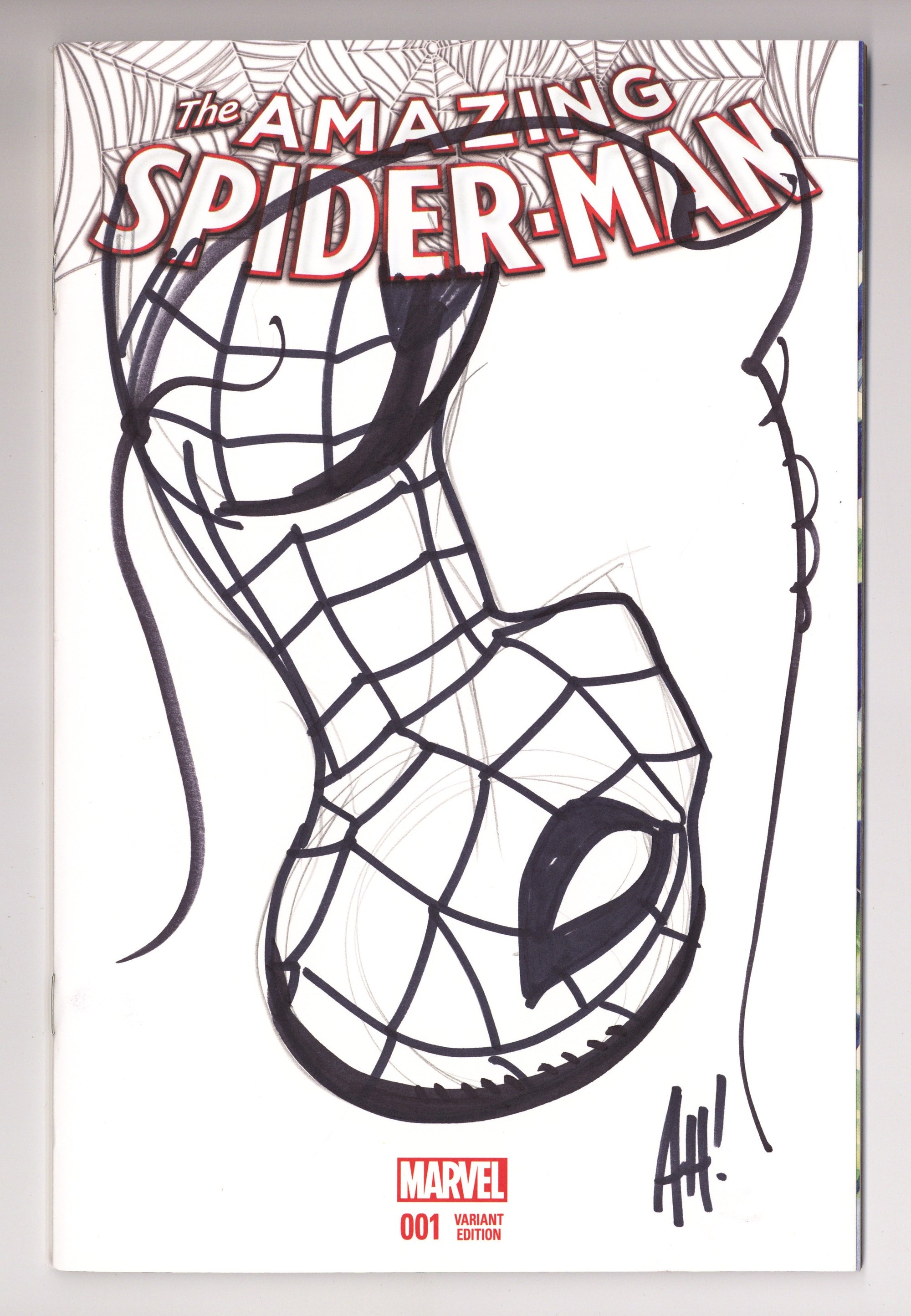 Amazing Spider-Man Vol 4 1 NM- (9.2) (2015) Blank Variant Signed / Remarked x1 Cover Adam Hughes 