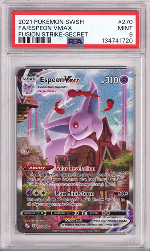Pokemon Sword & Shield Fusion Strike Full Art/Espeon Vmax Secret PSA Mint 9 (2021)