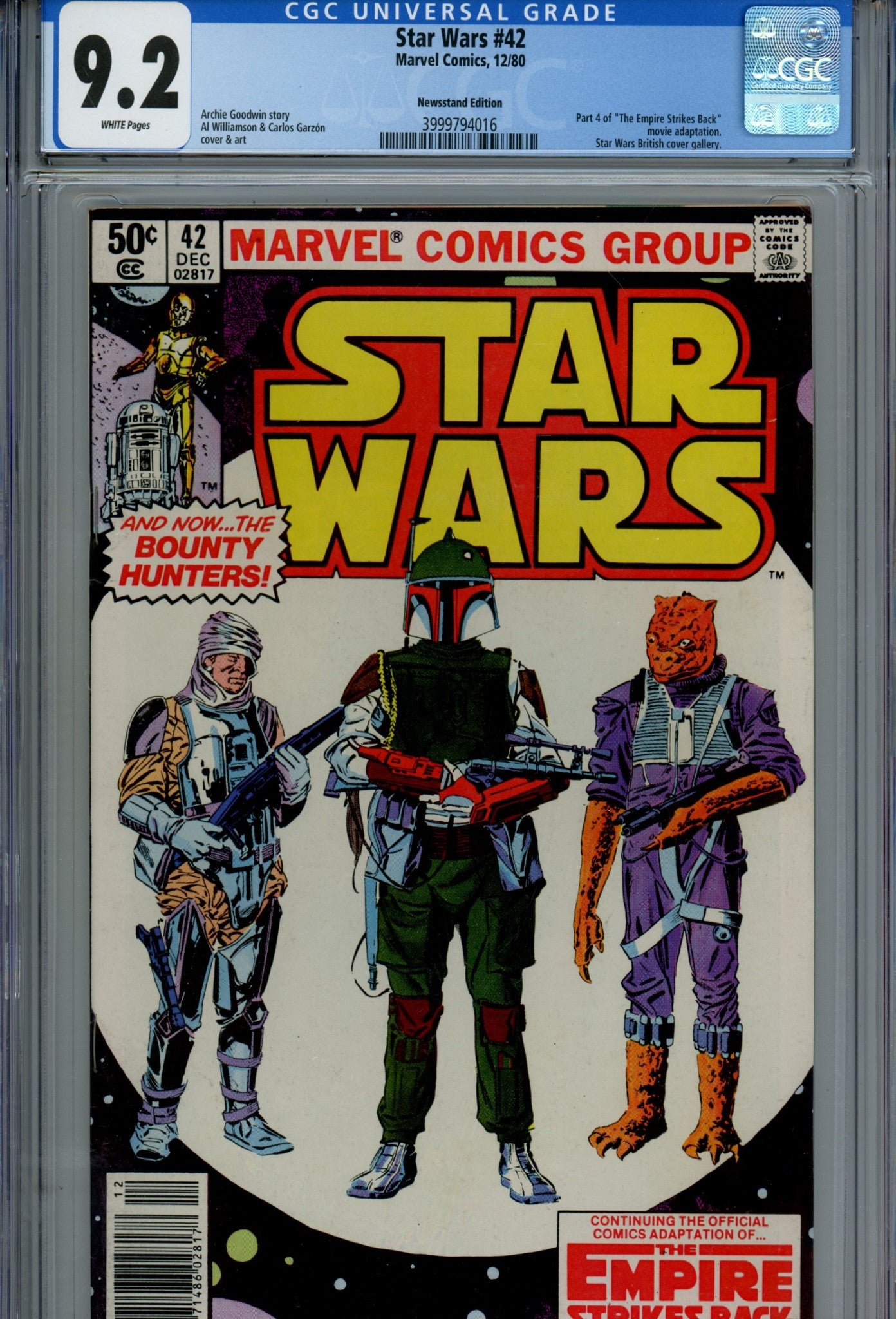 Star Wars Vol 1 42 CGC 9.2 (NM-) (1980) Newsstand 