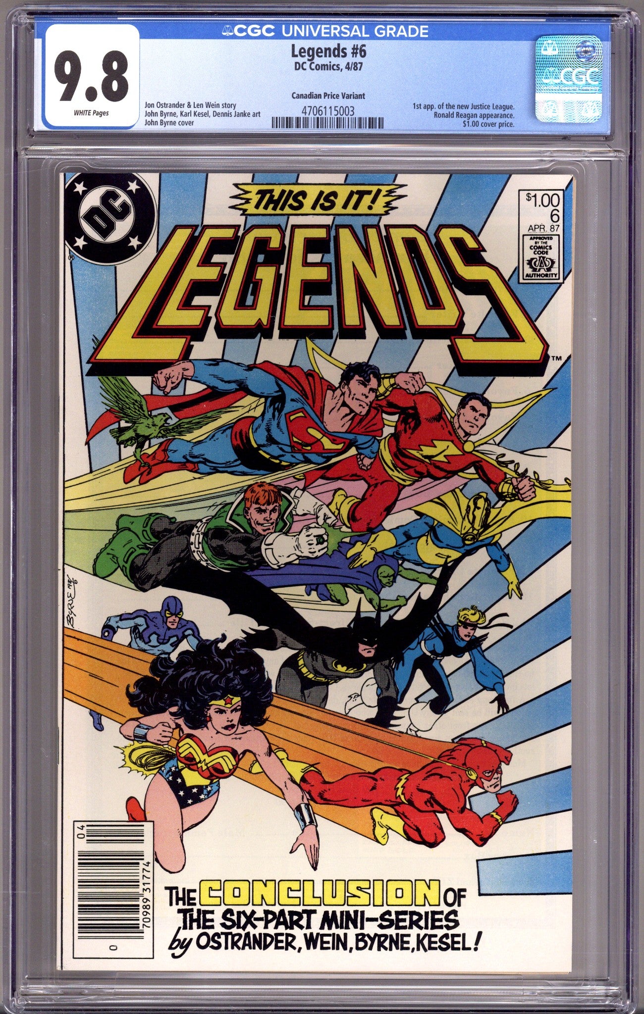 Legends 6 CGC 9.8 (NM/M) (1987) Canadian Price Variant 