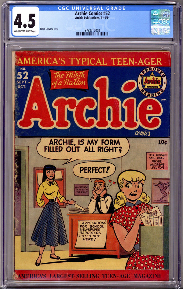Archie Comics 52 CGC 4.5 (1951)