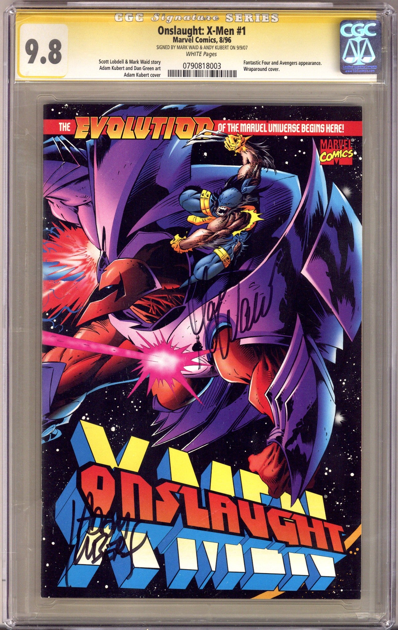 Onslaught: X-Men 1 CGC 9.8 (NM/M) (1996) Signed x2 Cover Mark Waid & Andy Kubert 