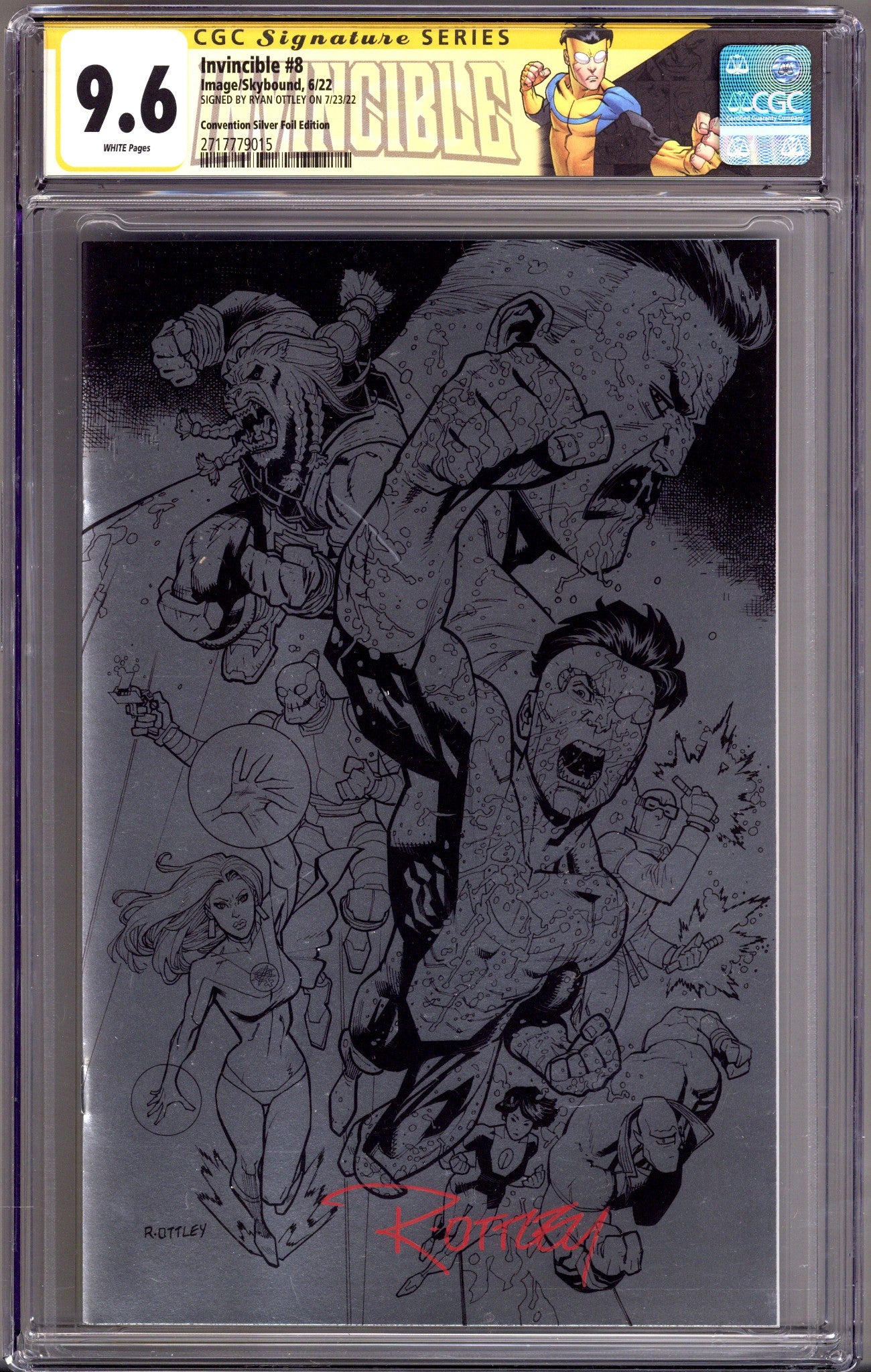 Invincible 8 CGC 9.6 (NM+) (2022) Silver Foil Virgin Convention Variant Signed x1 Cover Ryan Ottley 