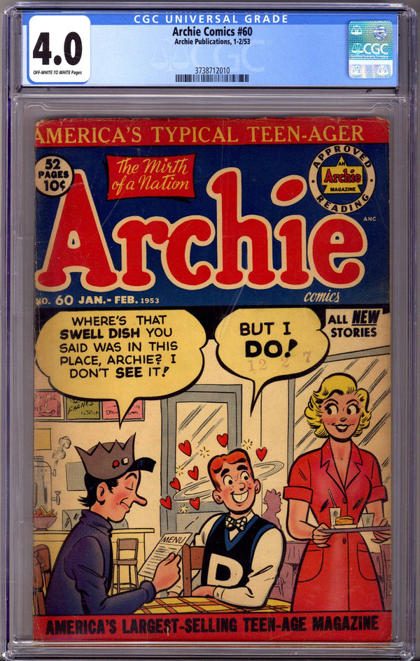 Archie Comics 60 CGC 4.0 (1953)