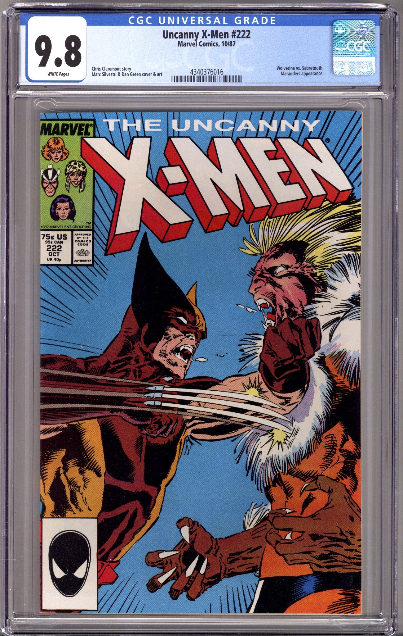The Uncanny X-Men Vol 1 222 CGC 9.8 (NM/M) (1987)