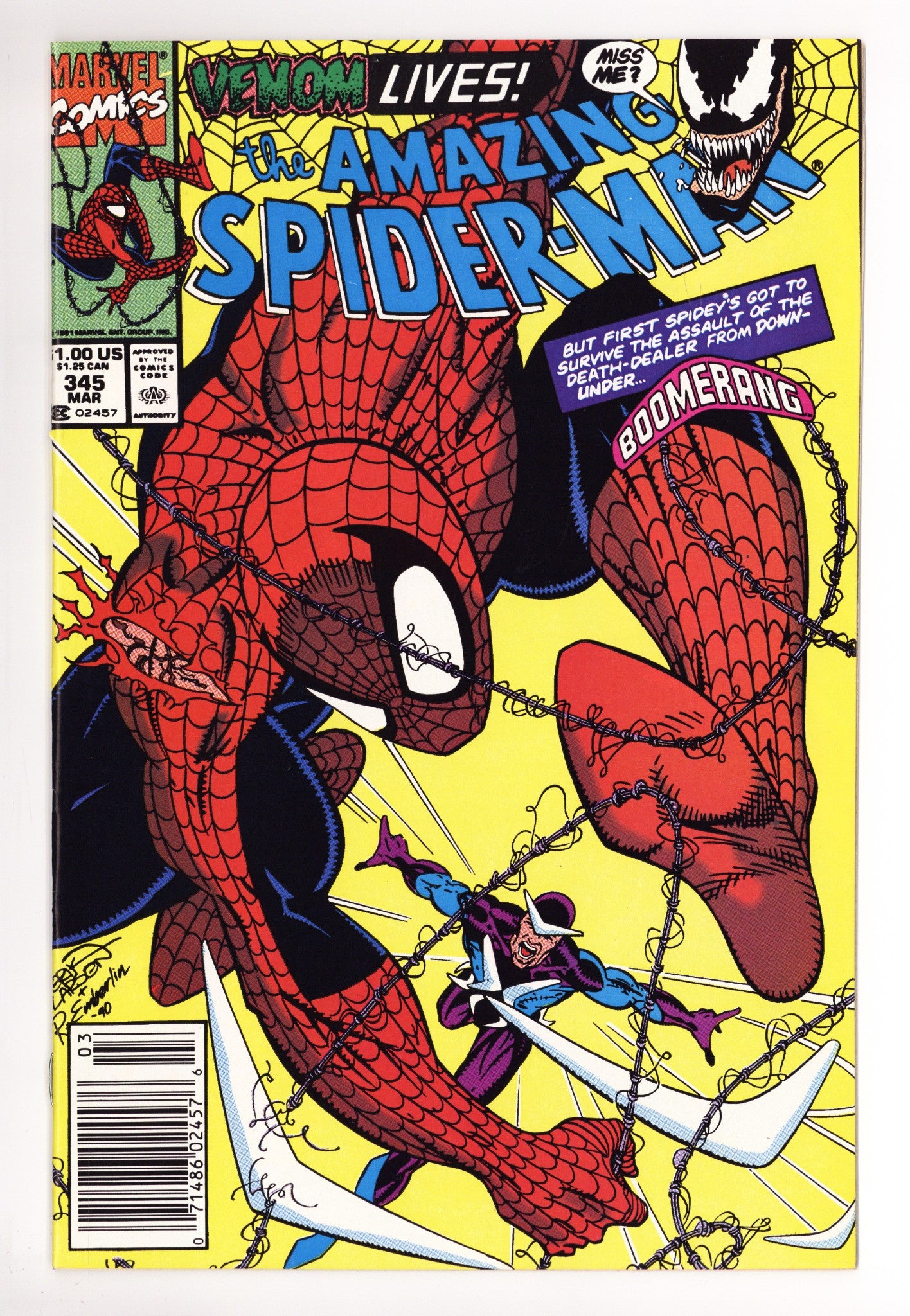 The Amazing Spider-Man Vol 1 345 NM- (9.2) (1991) Newsstand 