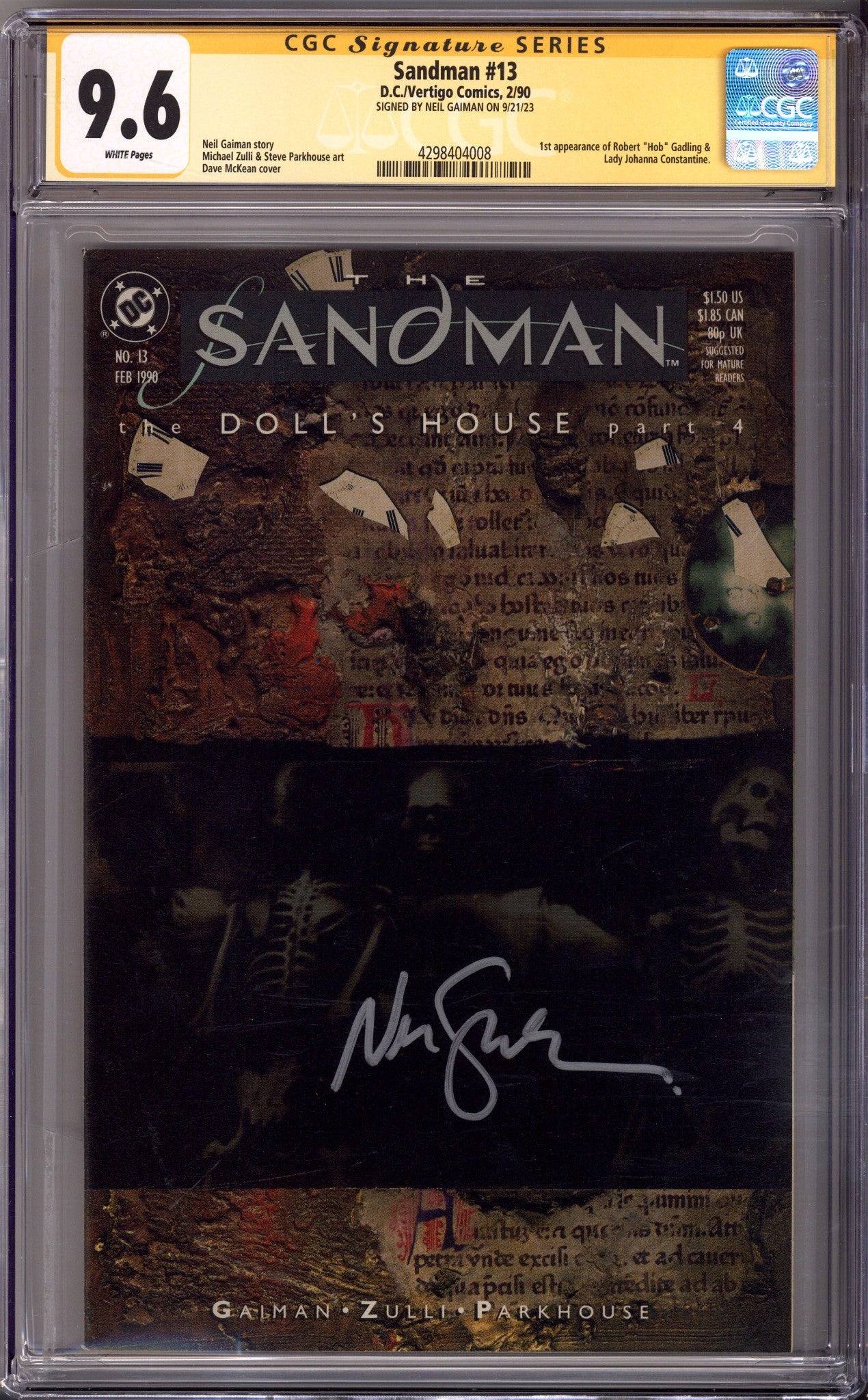Sandman Vol 2 13 CGC 9.6 (NM+) (1990) Signed x1 Cover Neil Gaiman 