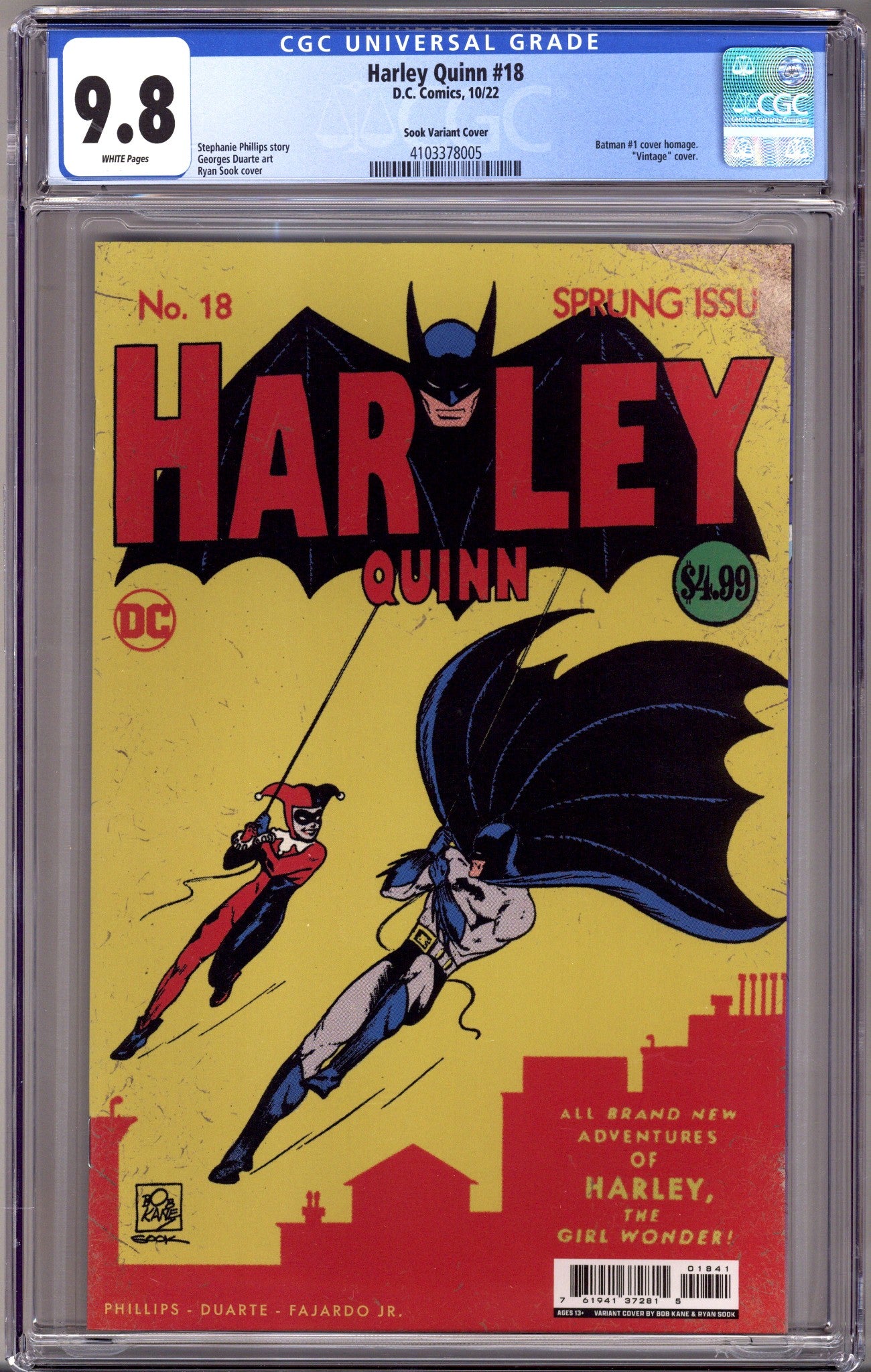 Harley Quinn Vol 4 18 CGC 9.8 (NM/M) (2022) Sook Homage Variant 