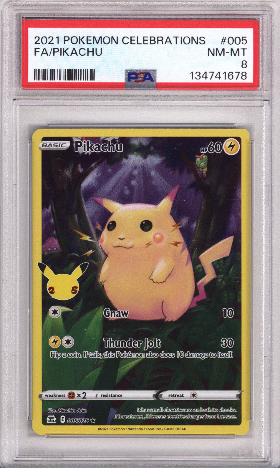 Pokemon Celebrations Full Art/Pikachu PSA Near Mint-Mint 8 (2021)