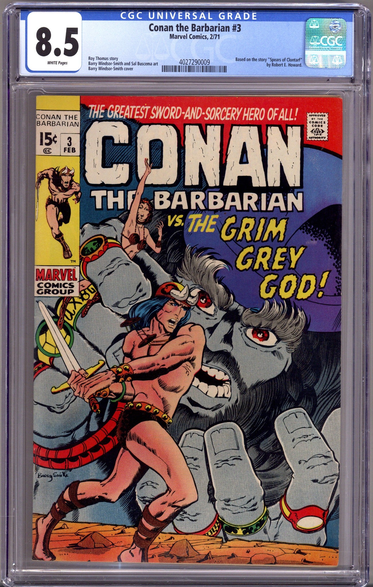 Conan the Barbarian Vol 1 3 CGC 8.5 (VF+) (1971) 