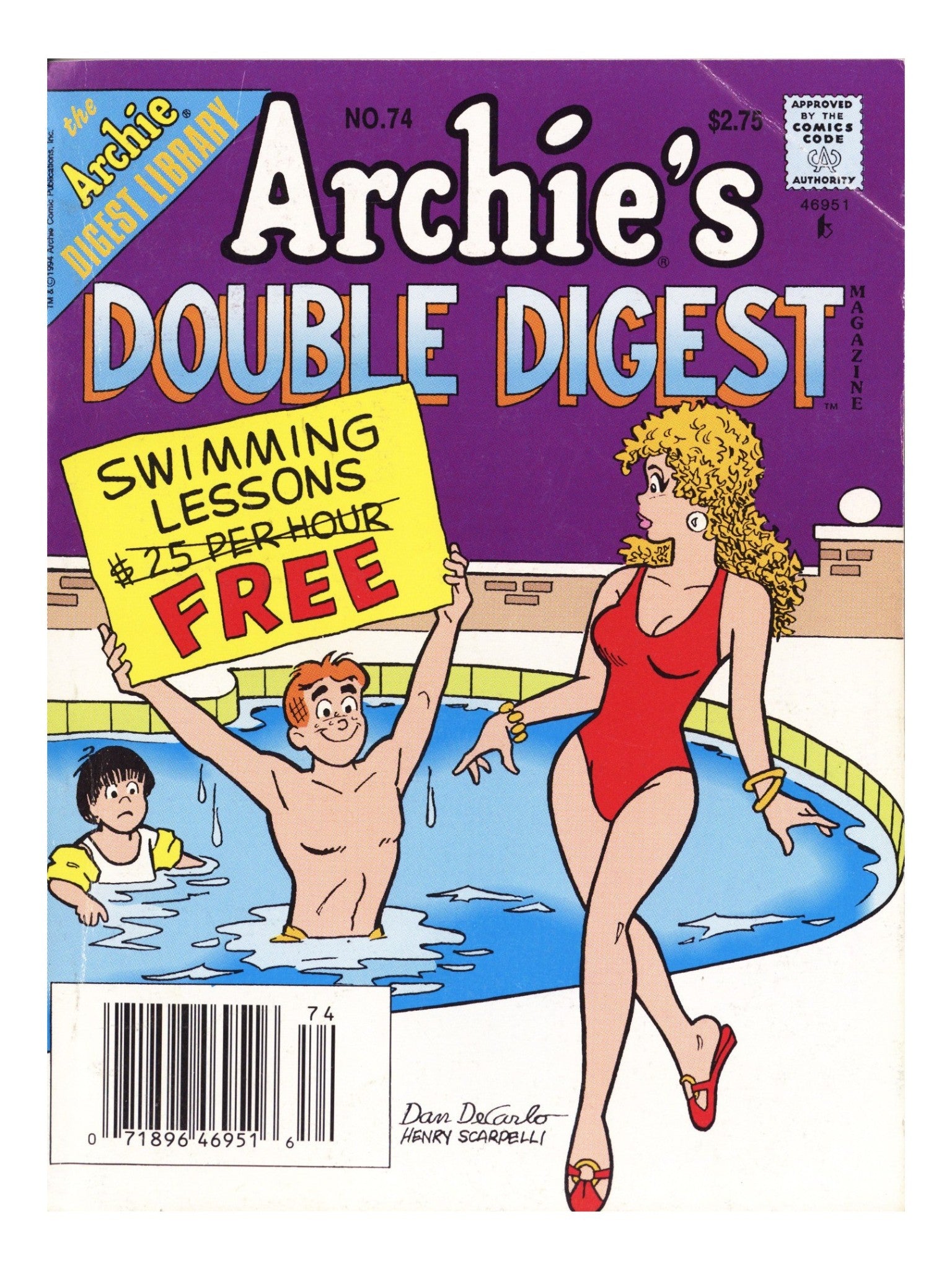 Archie's Double Digest Magazine 74 Low Grade (1994) Newsstand 