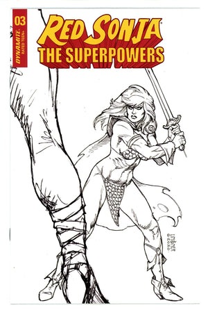 Red Sonja: The Superpowers 1 High Grade (2021) Linsner B&W Incentive Variant