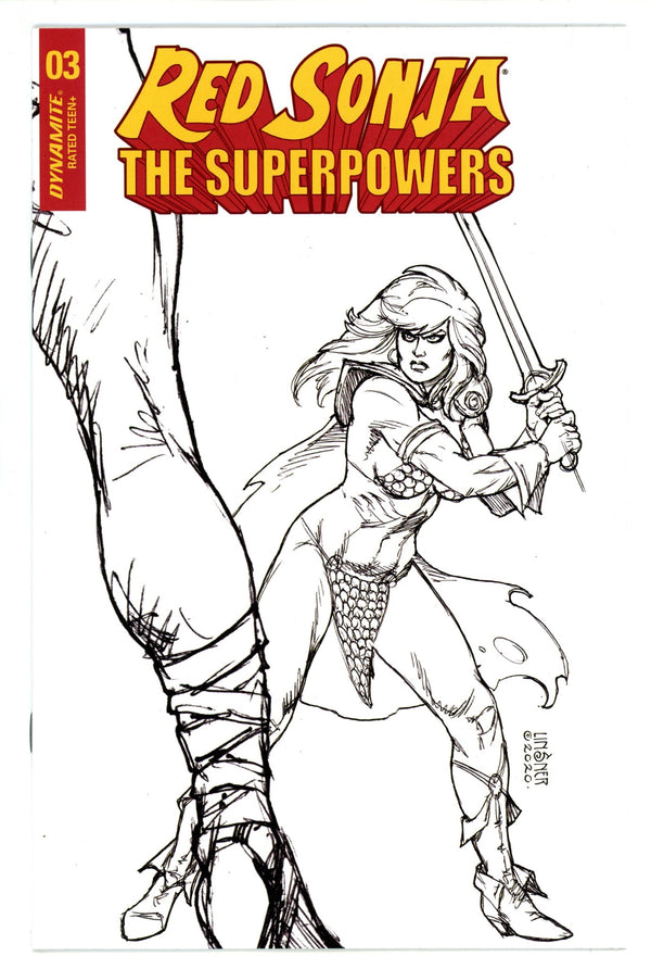 Red Sonja: The Superpowers 1 High Grade (2021) Linsner B&W Incentive Variant
