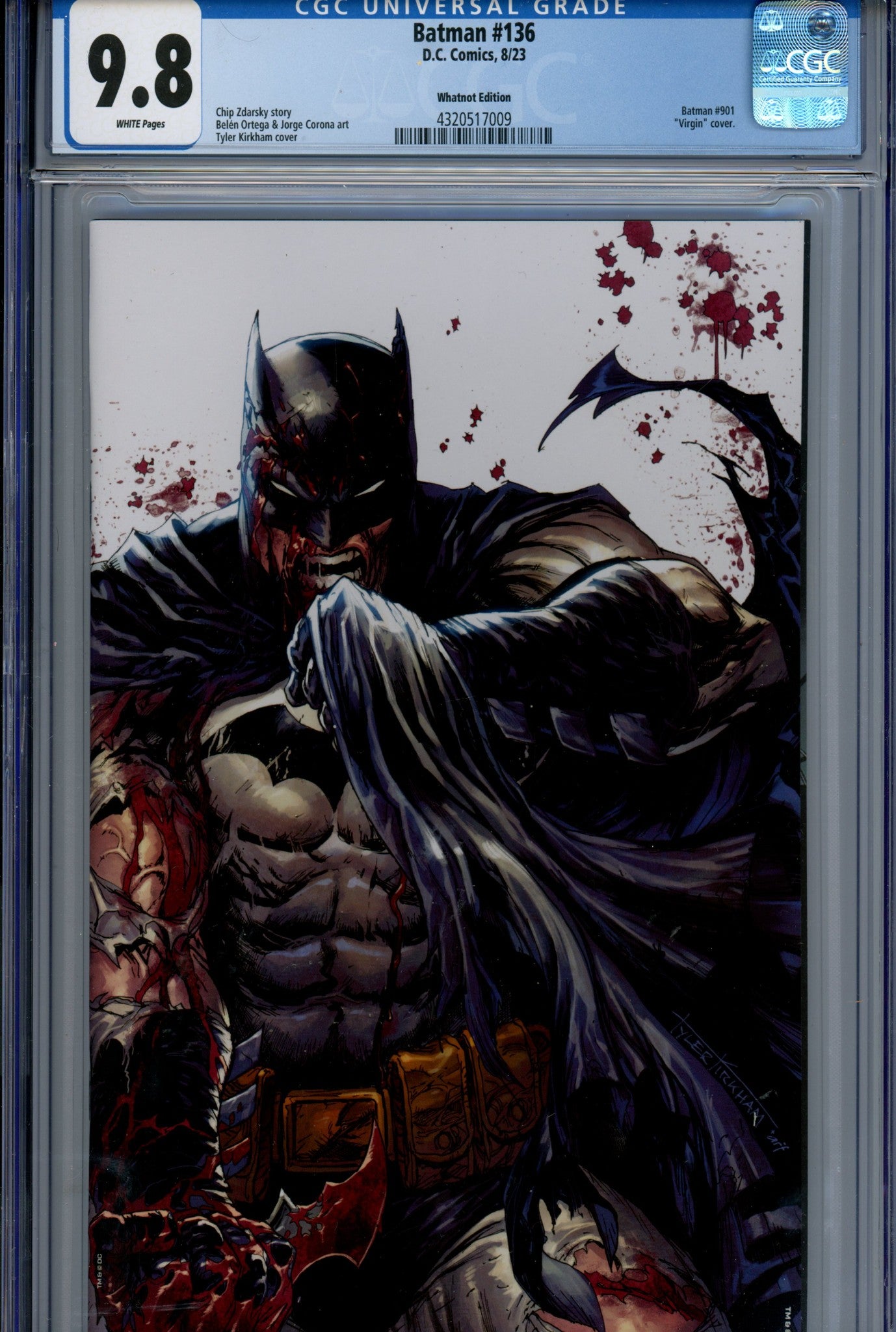 Batman Vol 3 136 CGC 9.8 (NM/M) (2023) Kirkham Virgin Exclusive Variant 