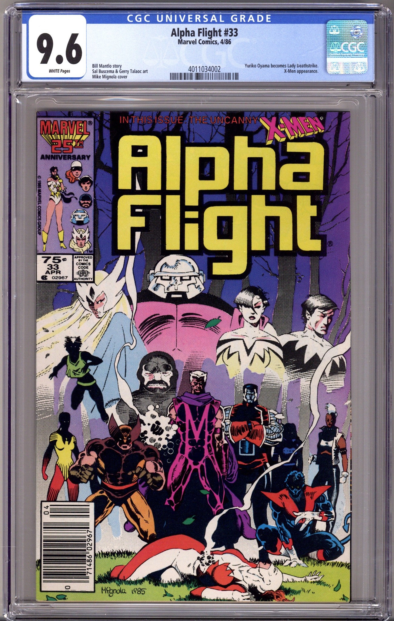 Alpha Flight Vol 1 33 CGC 9.6 (NM+) (1986) Newsstand 