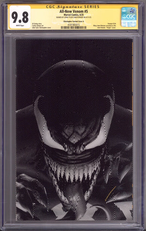 All-New Venom 5 CGC 9.8 (NM/M) (2025) Christopher Virgin Exclusive Variant Signed x1 Cover John Tyler Christopher